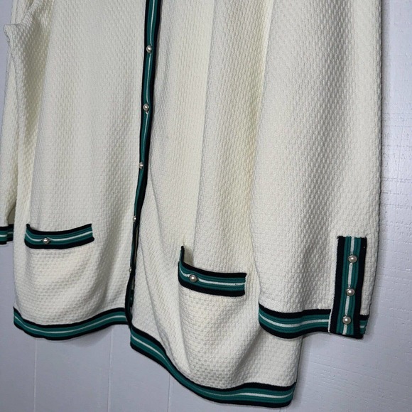 Talbots Women’s Waffle Knit Cardigan Sweater Ivory Cream Pearl Buttons Size XL - Picture 3 of 5